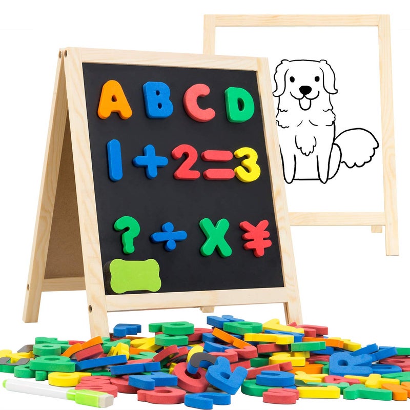 INNOCHEER Magnetic Letters and Numbers for Toddlers, Magnetic Board for Kids, ABC Alphabet Magnets, Educational Dry Erase Board - Whiteboard & Chalkboard for Toddlers Writing & Drawing Kids Toys - Image 1